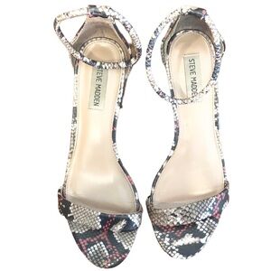 🌈 6/$60, Steve Madden, Ibbie, Snake Print Sandal, Brown/Red, Size 8.5